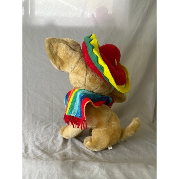 Vtg Goffa International Mexican Chihuahua Plush Toy Wearing Sombrero Poncho 16in - Picture 4 of 12